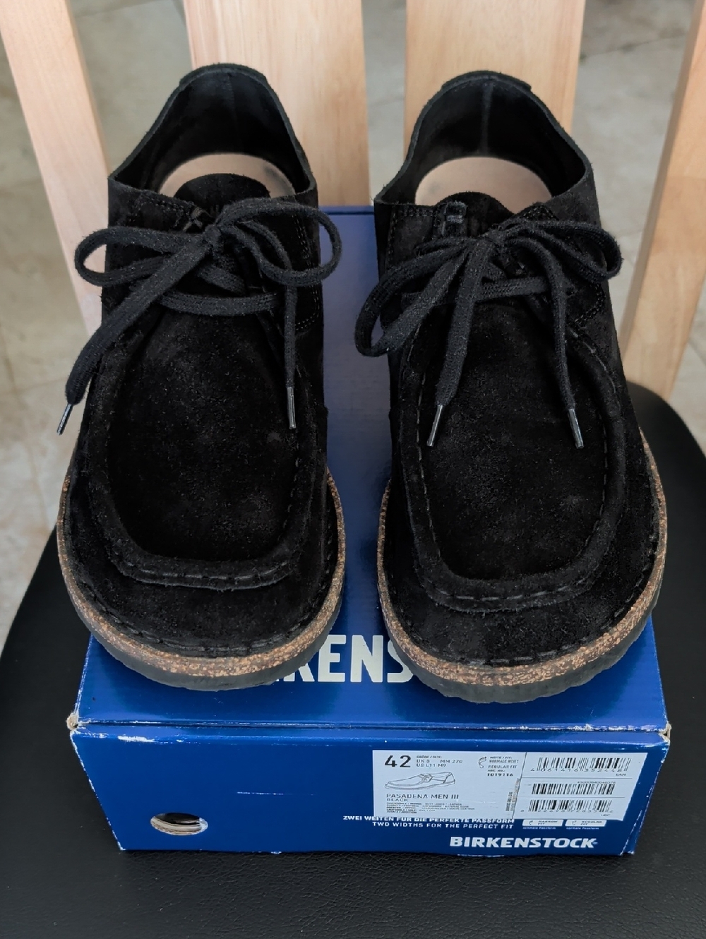 Birkenstock "Pasadena Men III" Black Suede Loafers (42) Ladies 11/Men's 9. EUC